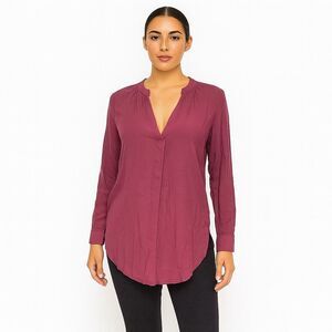 New York & Company Soiled mauve Long Sleeve V Neck Blouse Lightweight size M